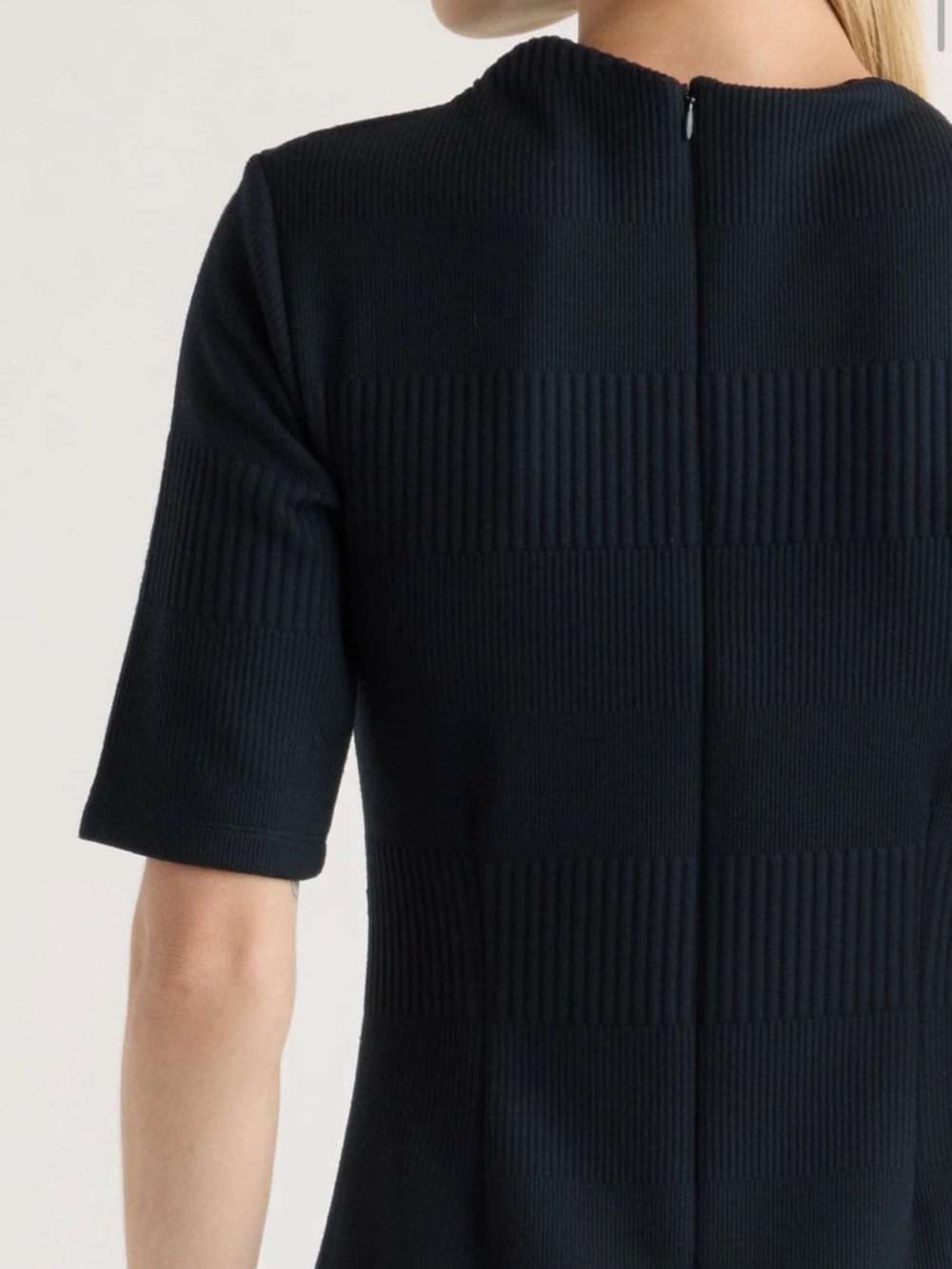 Modern Citizen Evie ribbed Knit Jersey Dress Navy Textured Midi Dress small - Picture 9 of 9
